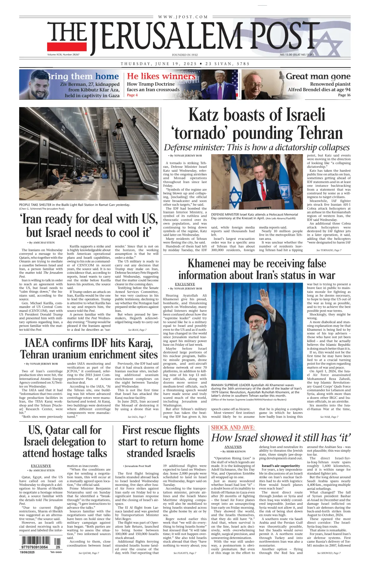 Prima-pagina-the jerusalem post-edizione-di-oggi-19-06-2025